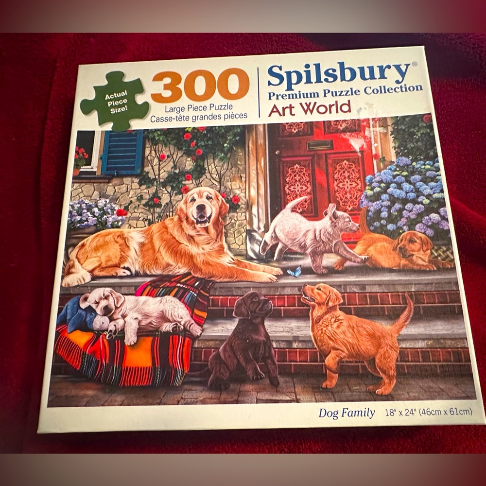 Spilsbury 300 Pc Puzzle "Dog Family" 18"x24" LARGE PIECES Golden Retriever, Pups